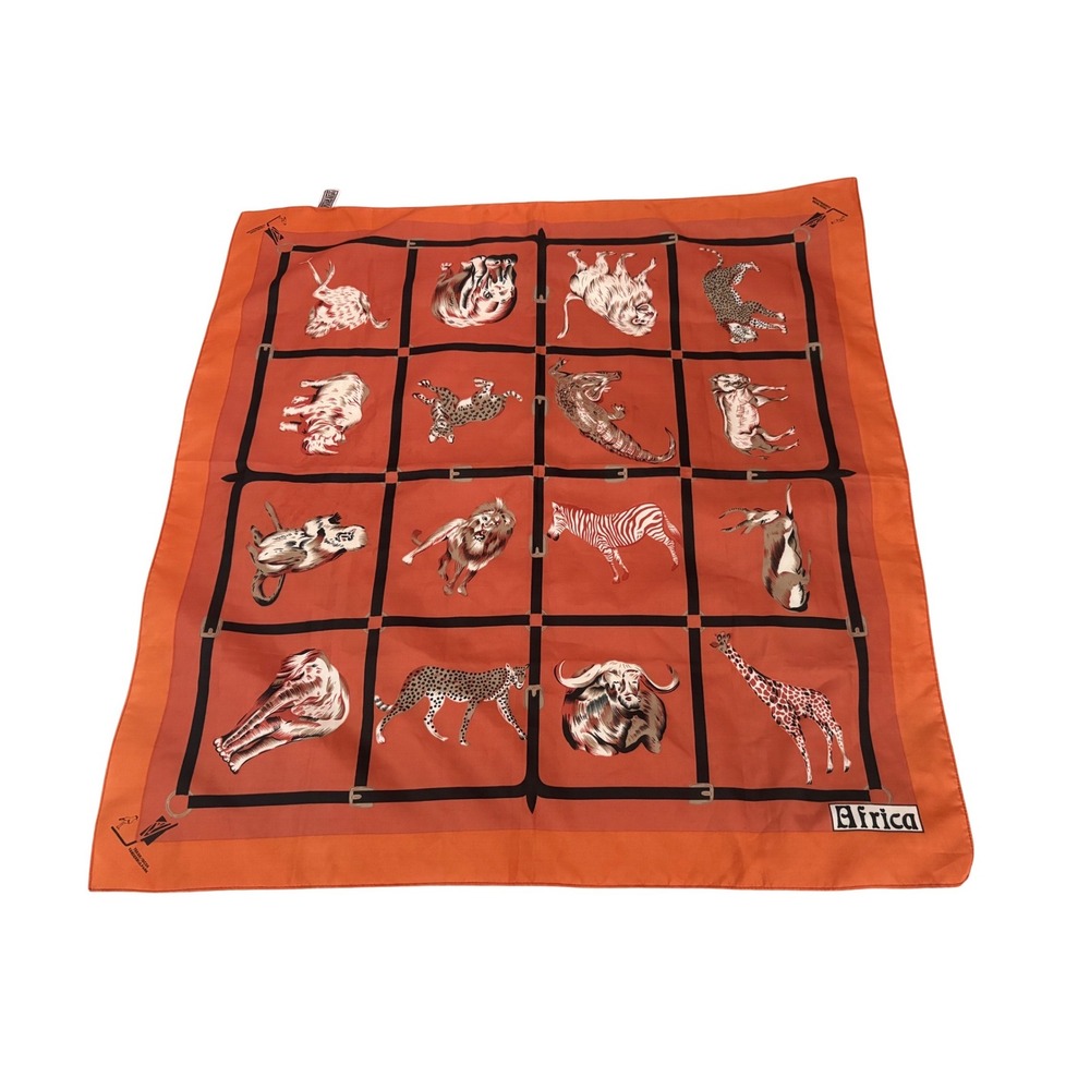 Verity Vintage Africa Safari Wildlife Scarf Orange Square Iscor Vanderbijlpark